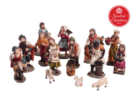 Aldeanos Para Pesebre De 9 Cm Con 15 Piezas