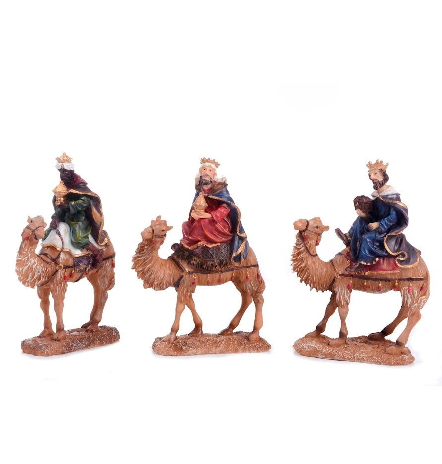 Reyes Magos Con Camellos De 16 Cm Con 3 Piezas Para Pesebre