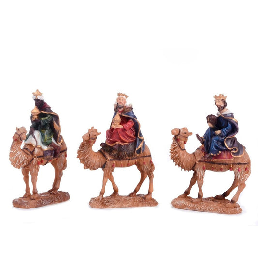 Reyes Magos Con Camellos De 16 Cm Con 3 Piezas Para Pesebre