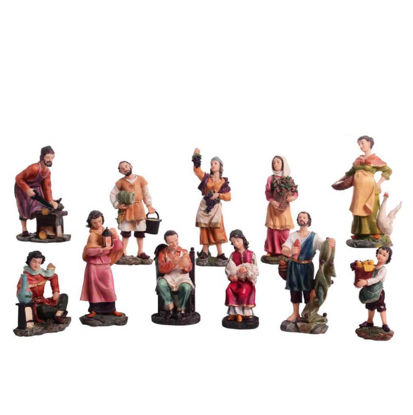 Aldeanos Para Pesebre De 15 Cm Con 11 Piezas