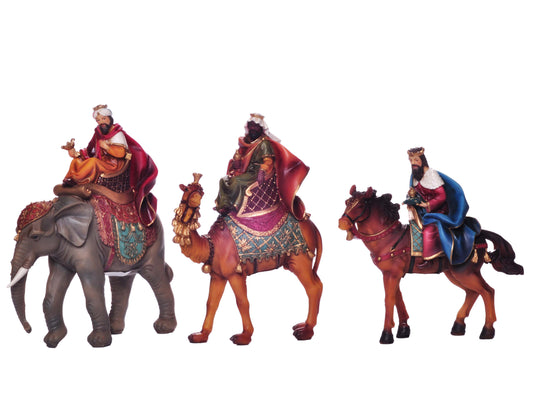 Reyes Magos Con Animales De 17 Cm Con 3 Piezas Para Pesebre