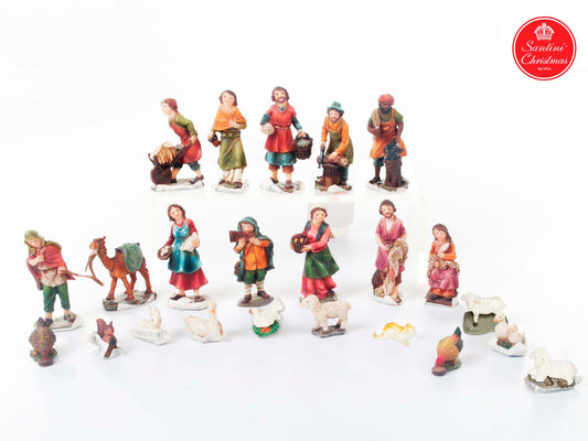 Aldeanos Para Pesebre De 7 Cm Con 23 Pz En Marmolina