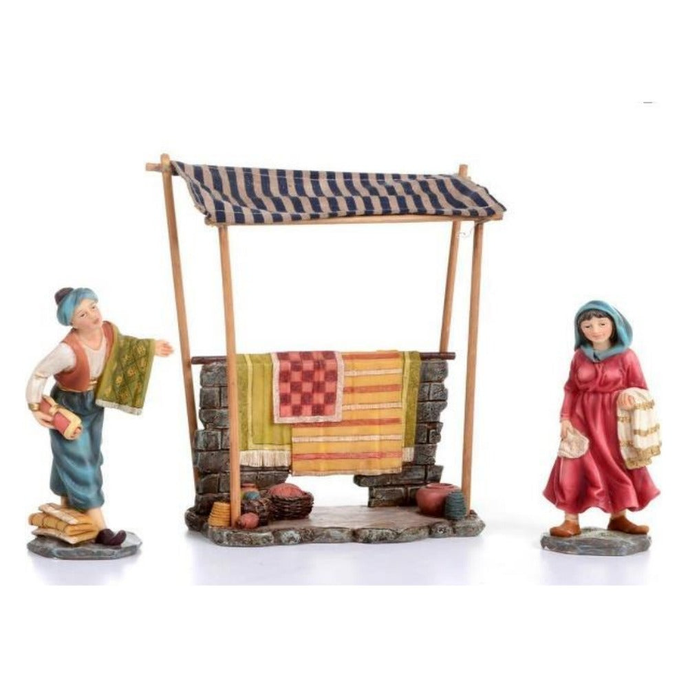 Mercaderes de Telas para Pesebre 3 piezas 12 cm