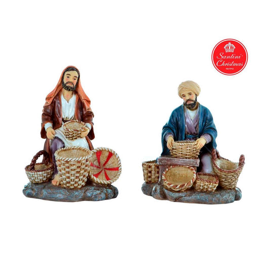 Aldeanos De 13 Cm Para Pesebre Comerciantes Canastas