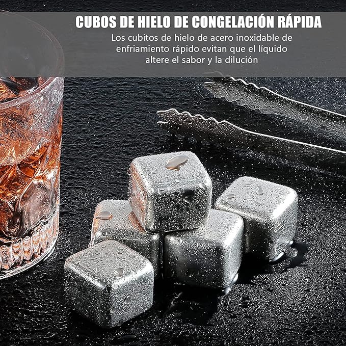 SET CUBOS  DE HIELO METALICOS REUTILIZABLES X6 CUBOS