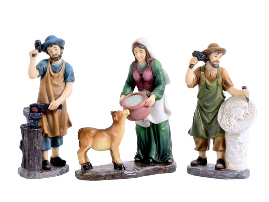 Aldeanos Artesanos Para Pesebre De 15 Cm Con 3 Piezas