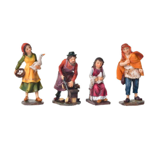 Aldeanos Para Pesebre De 9 Cm Con 4 Piezas
