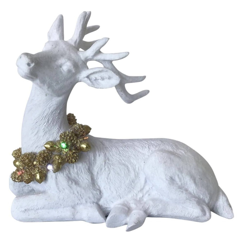 Reno Navideño Con Luz De 22 x 18 cm Blanco