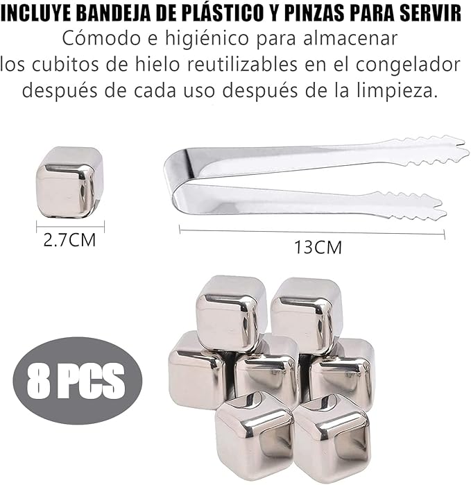 SET CUBOS  DE HIELO METALICOS REUTILIZABLES X6 CUBOS