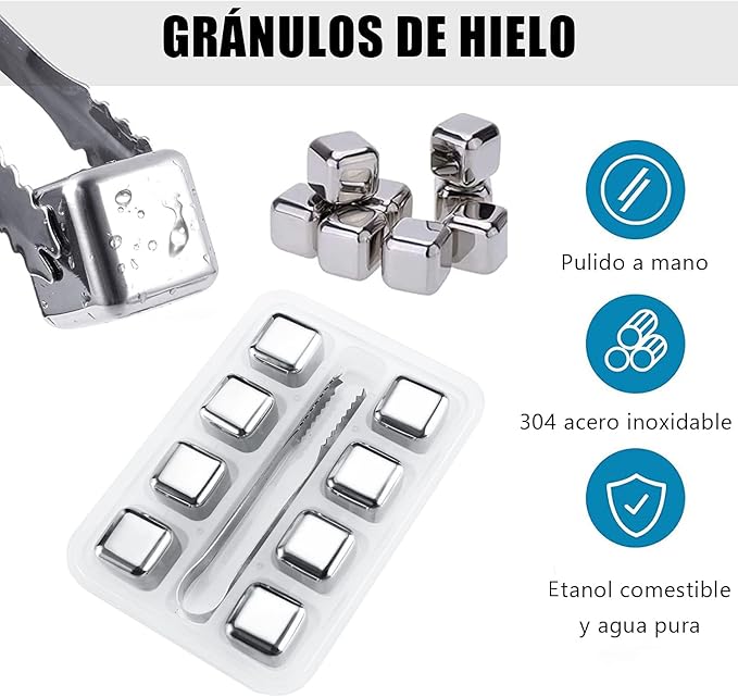 SET CUBOS  DE HIELO METALICOS REUTILIZABLES X6 CUBOS
