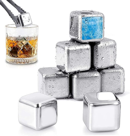 SET CUBOS  DE HIELO METALICOS REUTILIZABLES X6 CUBOS