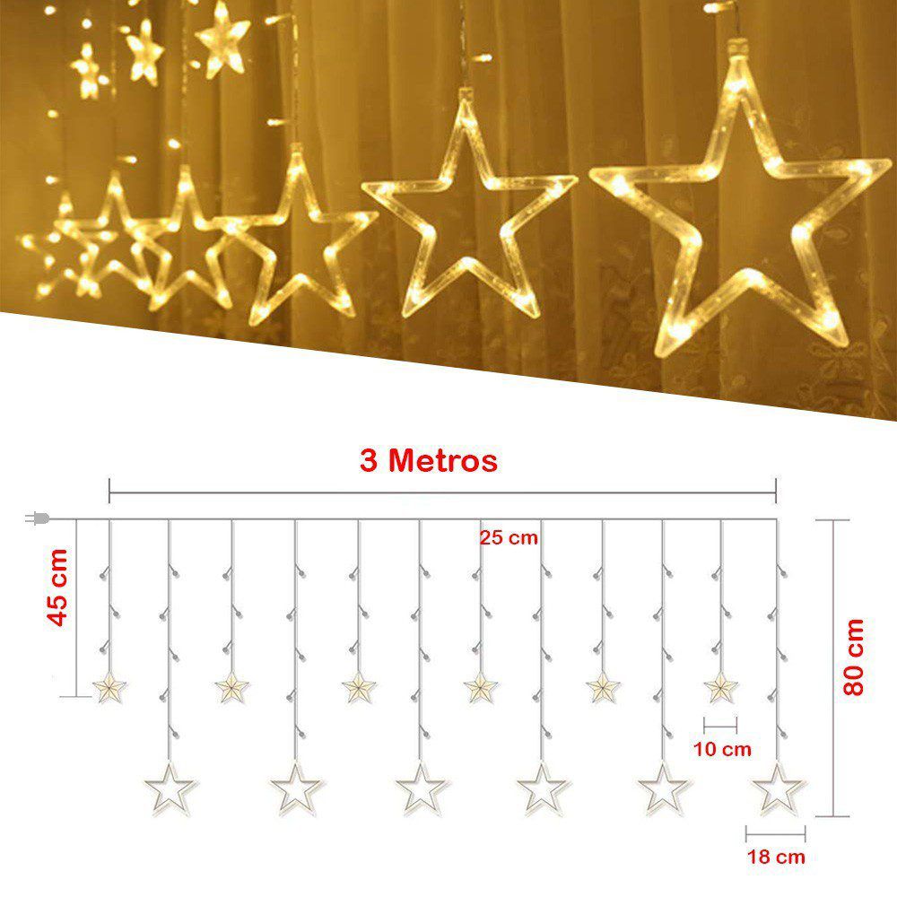 🔥 Cortina Luz Led Estrellas x3 Mt Navidad + Regalo Especial 📌 ENVIO GRATIS