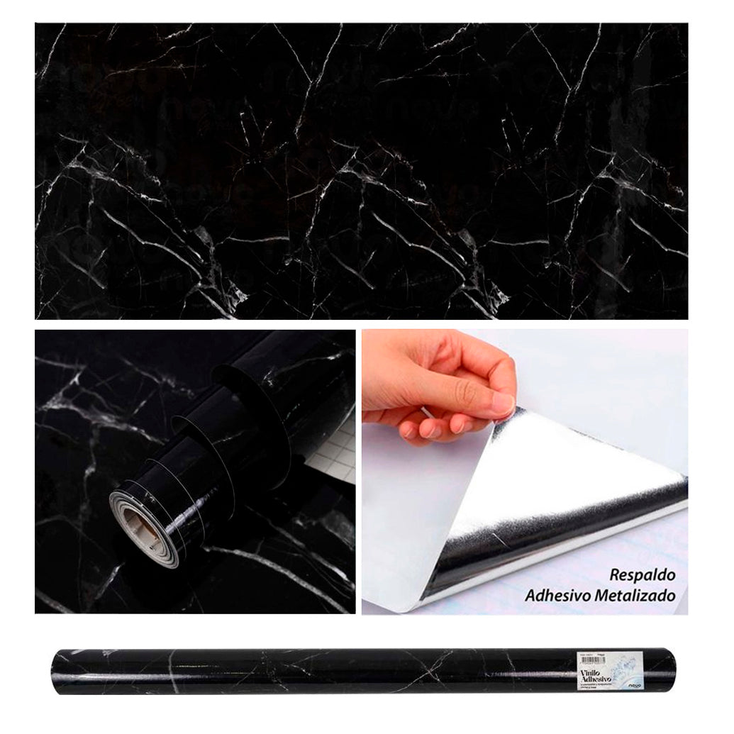 Papel Vinilo Adhesivo De 60 cm x 10 mts Marmol Brillante
