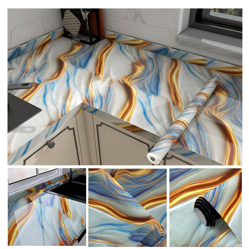Papel Vinilo Adhesivo De 60 cm x 10 mts Marmol Brillante