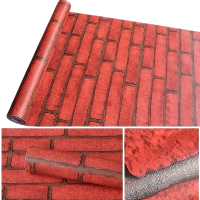 Papel Vinilo Adhesivo De 45 cm x 10 mts Ladrillo