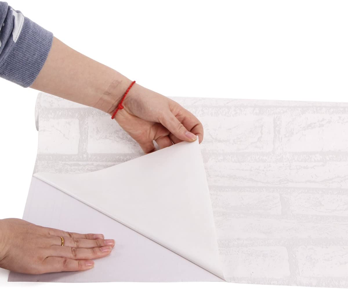 Papel Vinilo Adhesivo De 45 cm x 10 mts Ladrillo Blanco