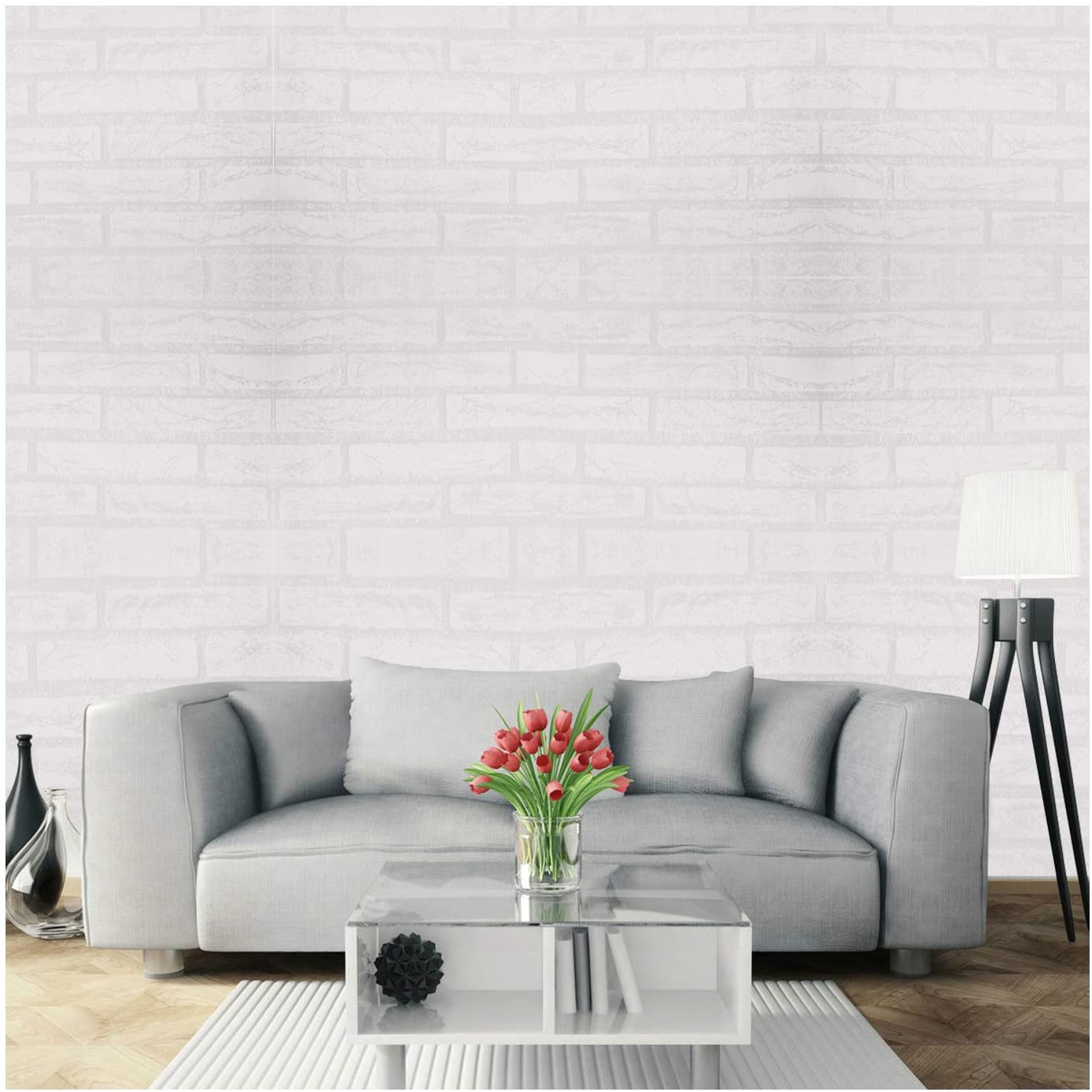 Papel Vinilo Adhesivo De 45 cm x 10 mts Ladrillo Blanco