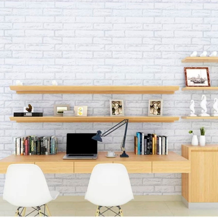 Papel Vinilo Adhesivo De 45 cm x 10 mts Ladrillo Blanco