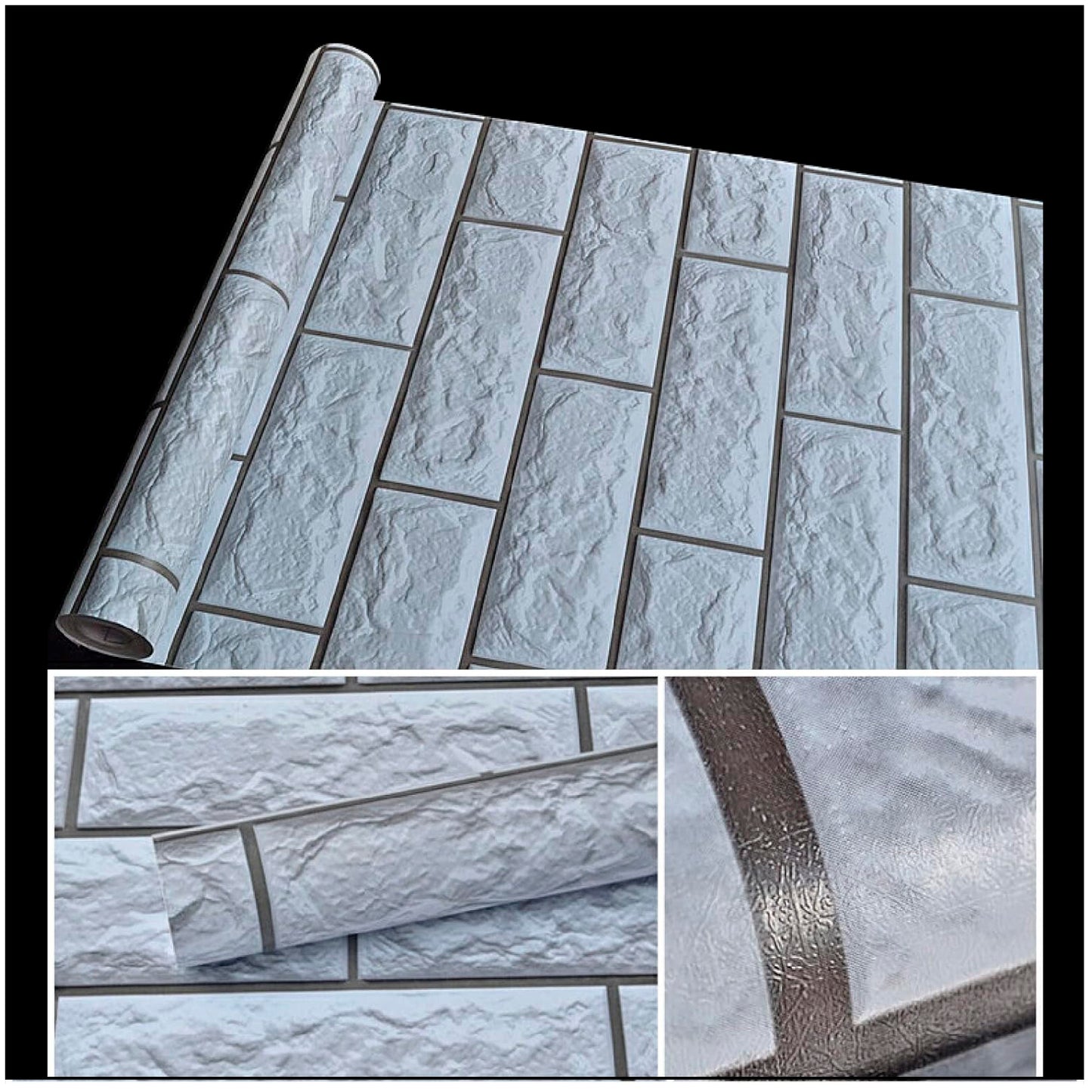 Papel Vinilo Adhesivo De 45 cm x 10 mts Ladrillo Gris