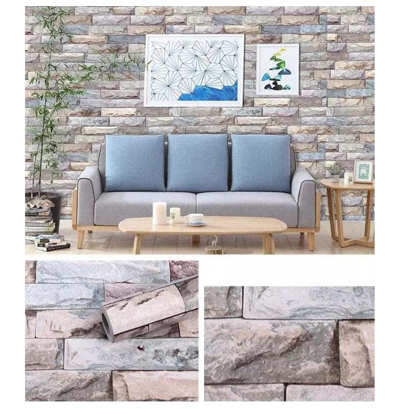 Papel Vinilo Adhesivo De 45 cm x 10 mts Ladrillo Rustico