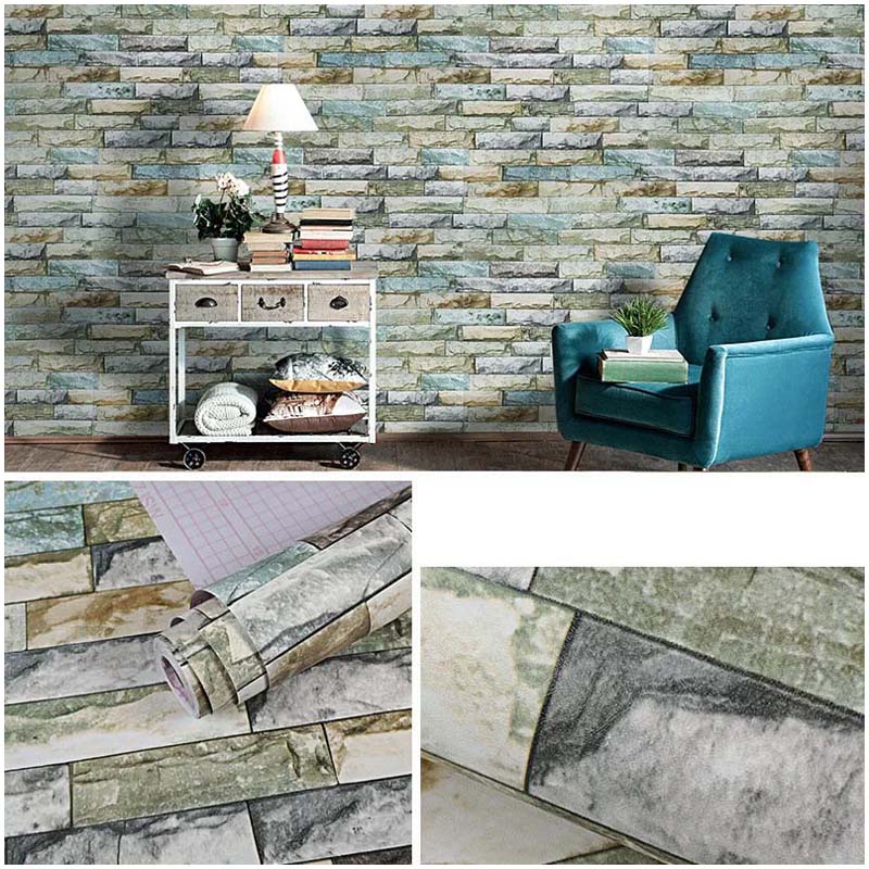 Papel Vinilo Adhesivo De 45 cm x 10 mts Ladrillo Rustico