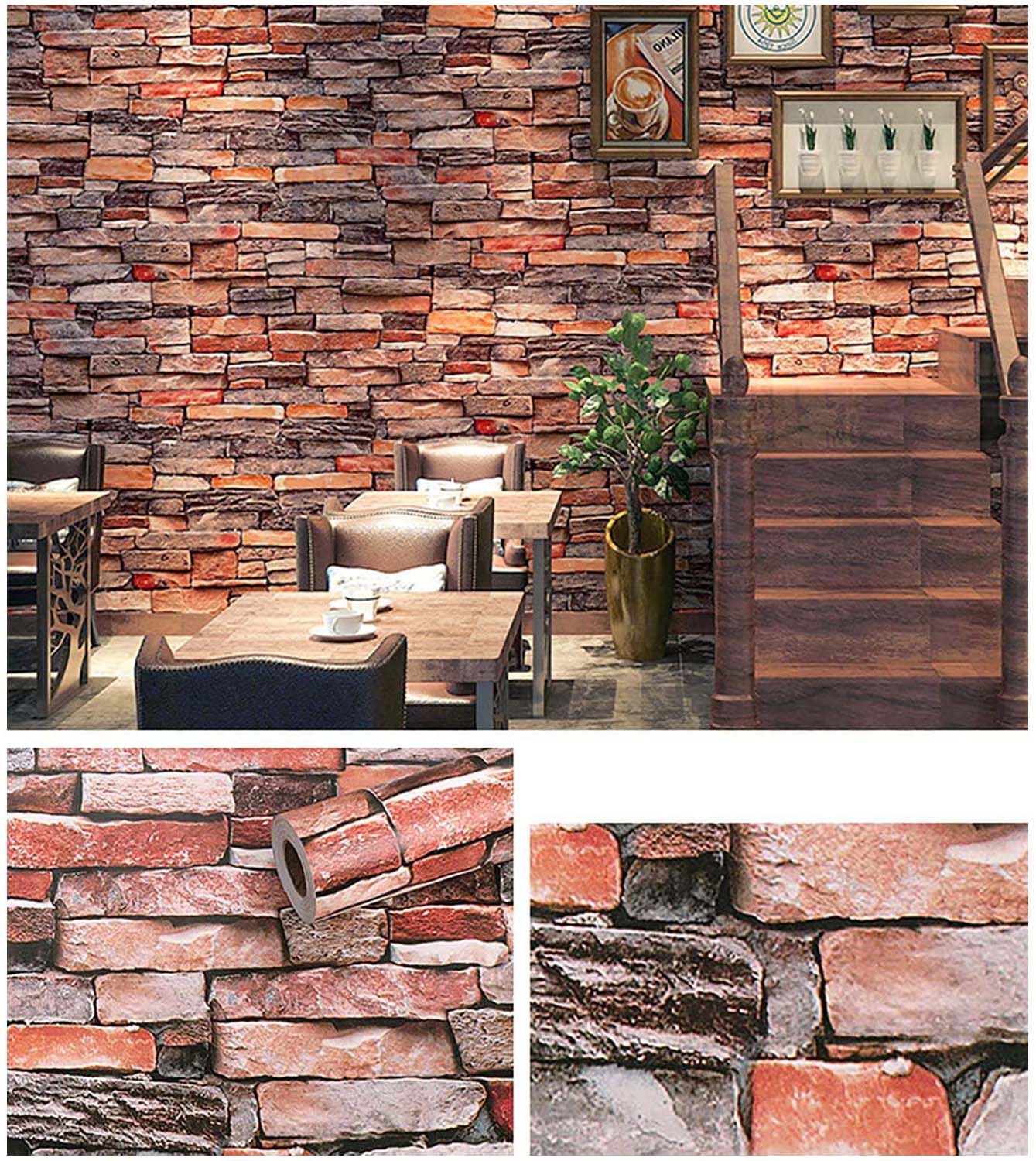 Papel Vinilo Adhesivo De 45 cm x 10 mts Piedra Rustico