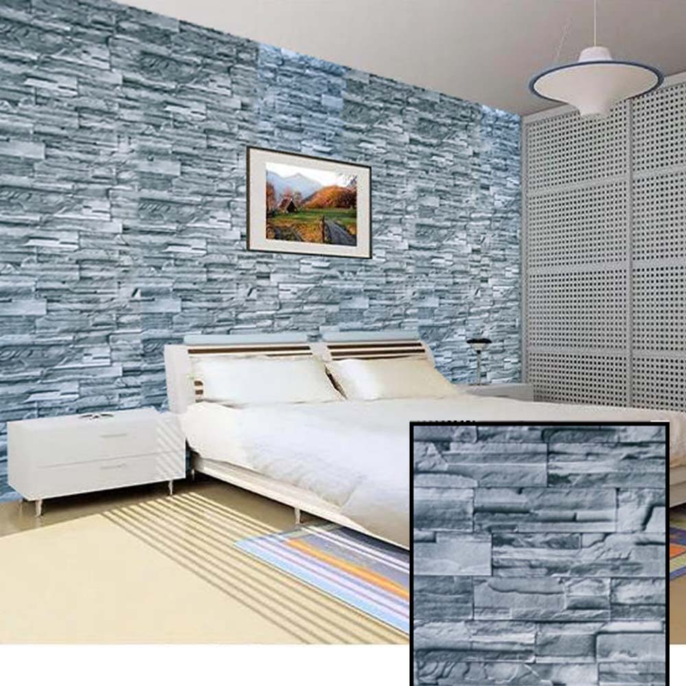 Papel Vinilo Adhesivo De 45 cm x 10 mts Ladrillo Gris Rustico