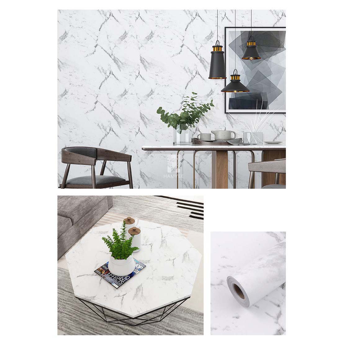 Papel Vinilo Adhesivo De 45 cm x 10 mts Marmol