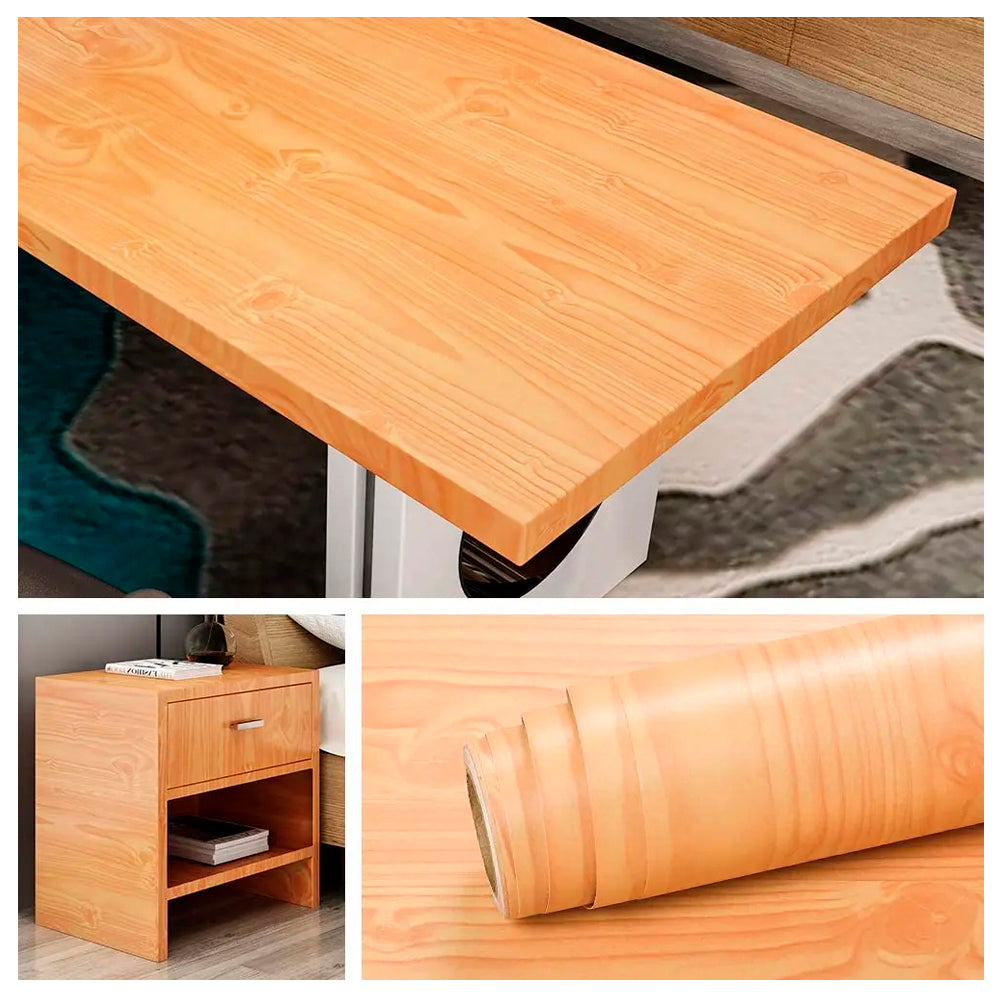 Papel Vinilo Adhesivo De 45 cm x 10 mts Madera