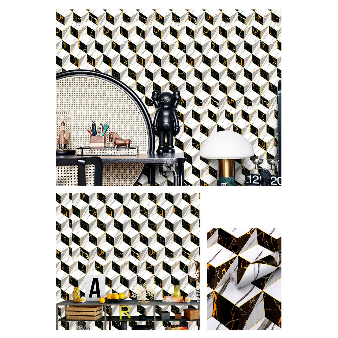 Papel Vinilo Adhesivo De 45 cm x 10 mts Geometrico