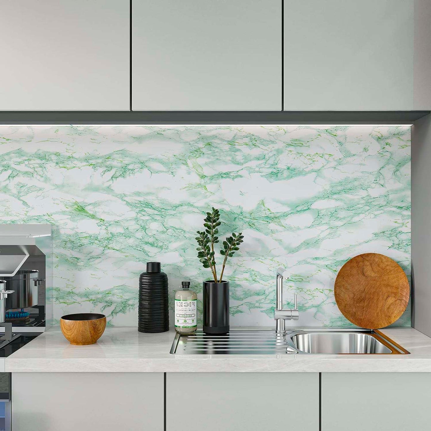 Papel Vinilo Adhesivo De 45 cm x 10 mts Marmol Verde