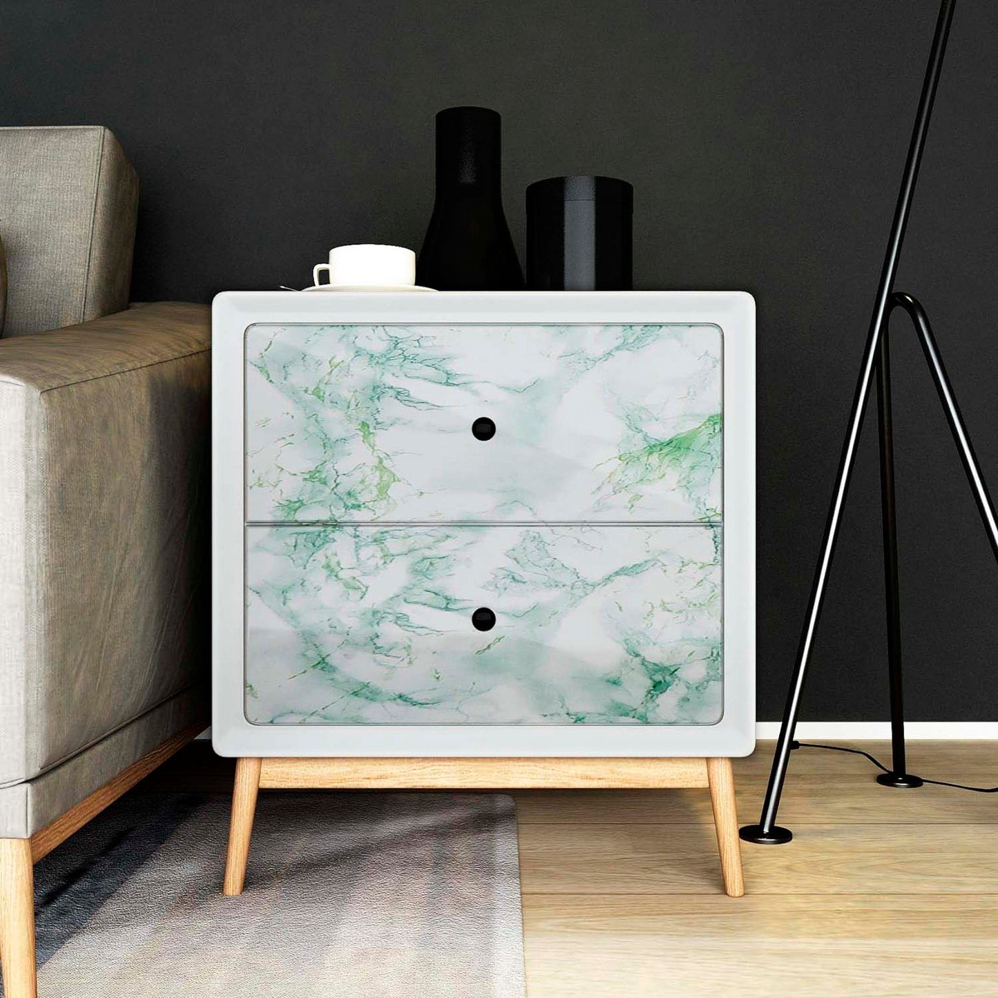 Papel Vinilo Adhesivo De 45 cm x 10 mts Marmol Verde