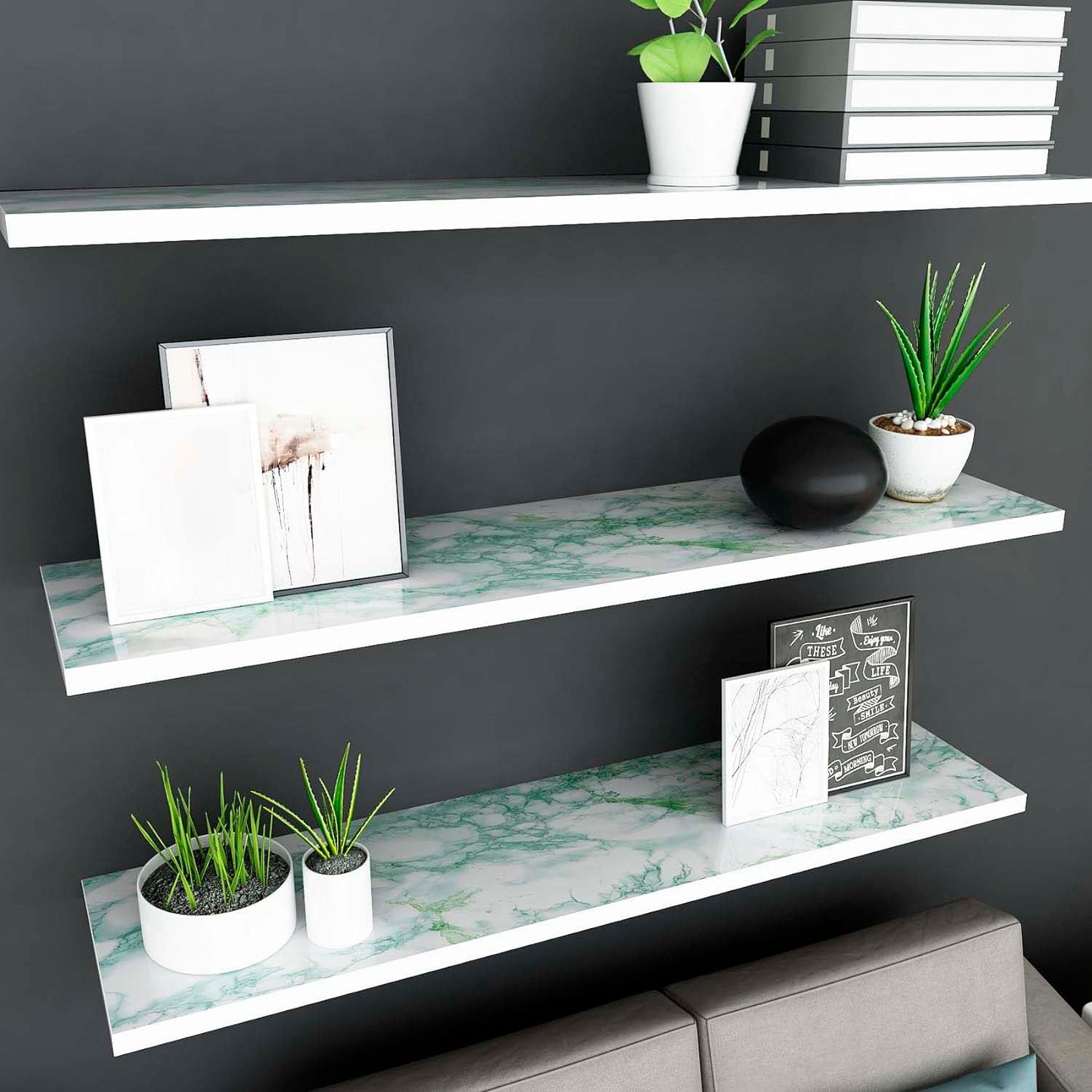 Papel Vinilo Adhesivo De 45 cm x 10 mts Marmol Verde
