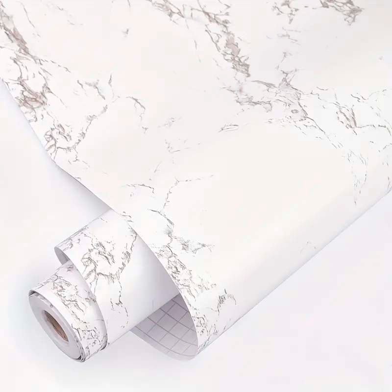 Papel Vinilo Adhesivo De 45 cm x 10 mts Mármol Blanco Mate