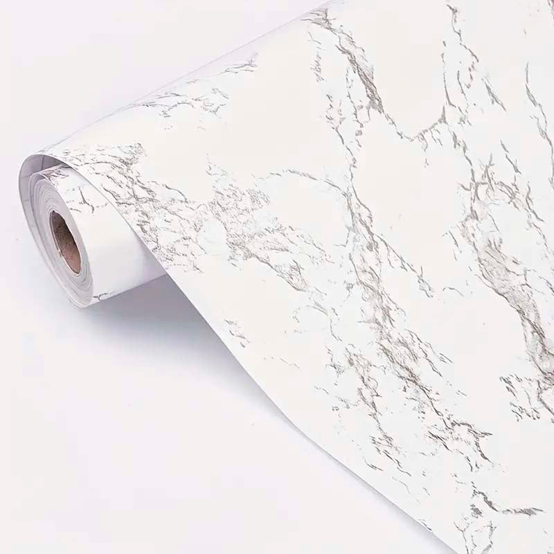 Papel Vinilo Adhesivo De 45 cm x 10 mts Mármol Blanco Mate