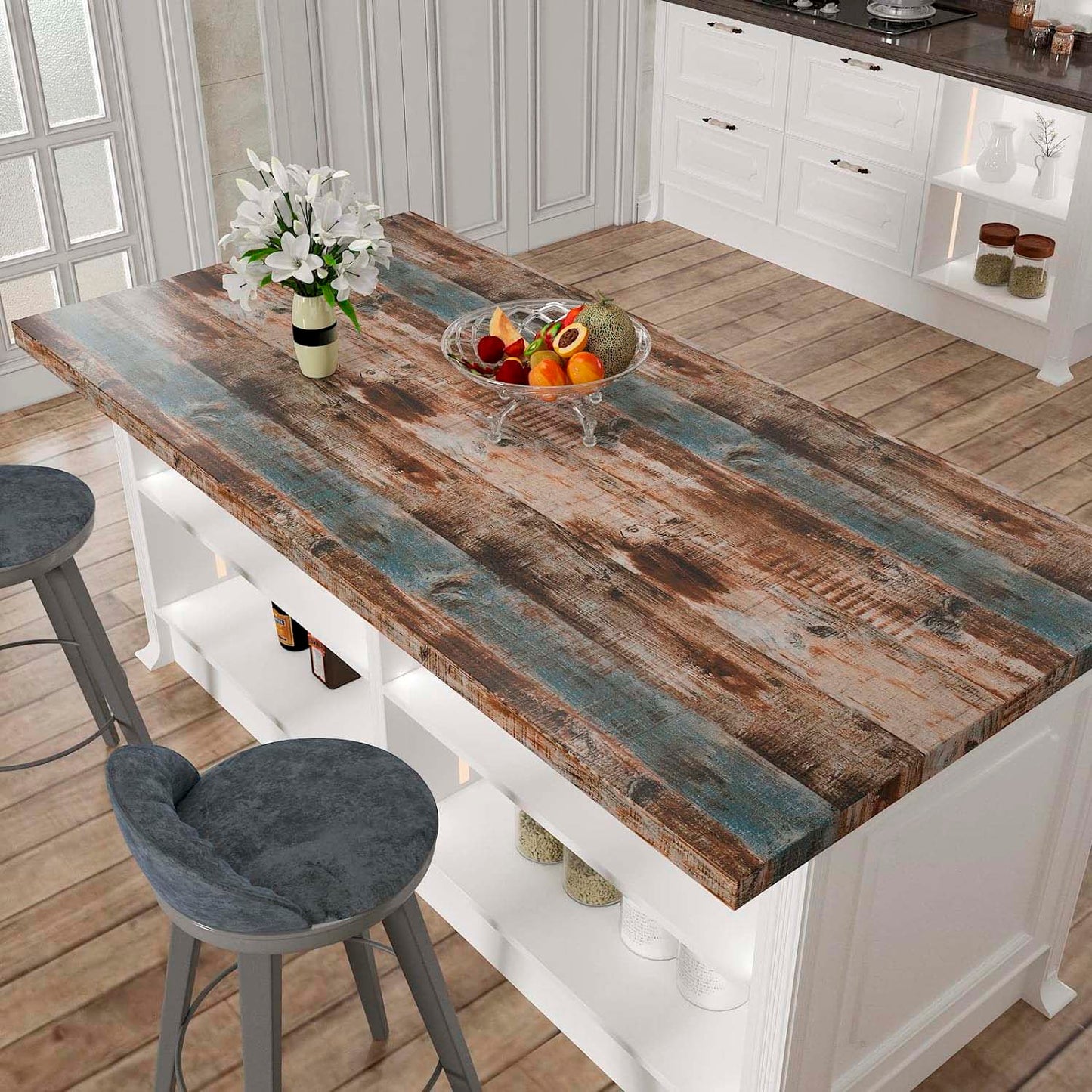 Papel Vinilo Adhesivo De 45 cm x 10 mts Madera Rustica