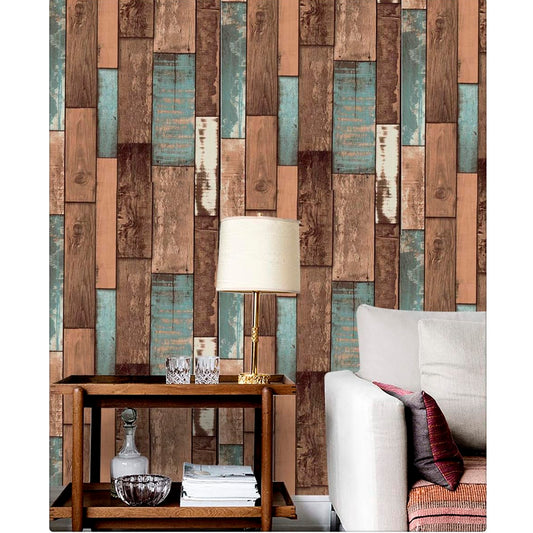 Papel Vinilo Adhesivo De 45 cm x 10 mts Madera Rustica