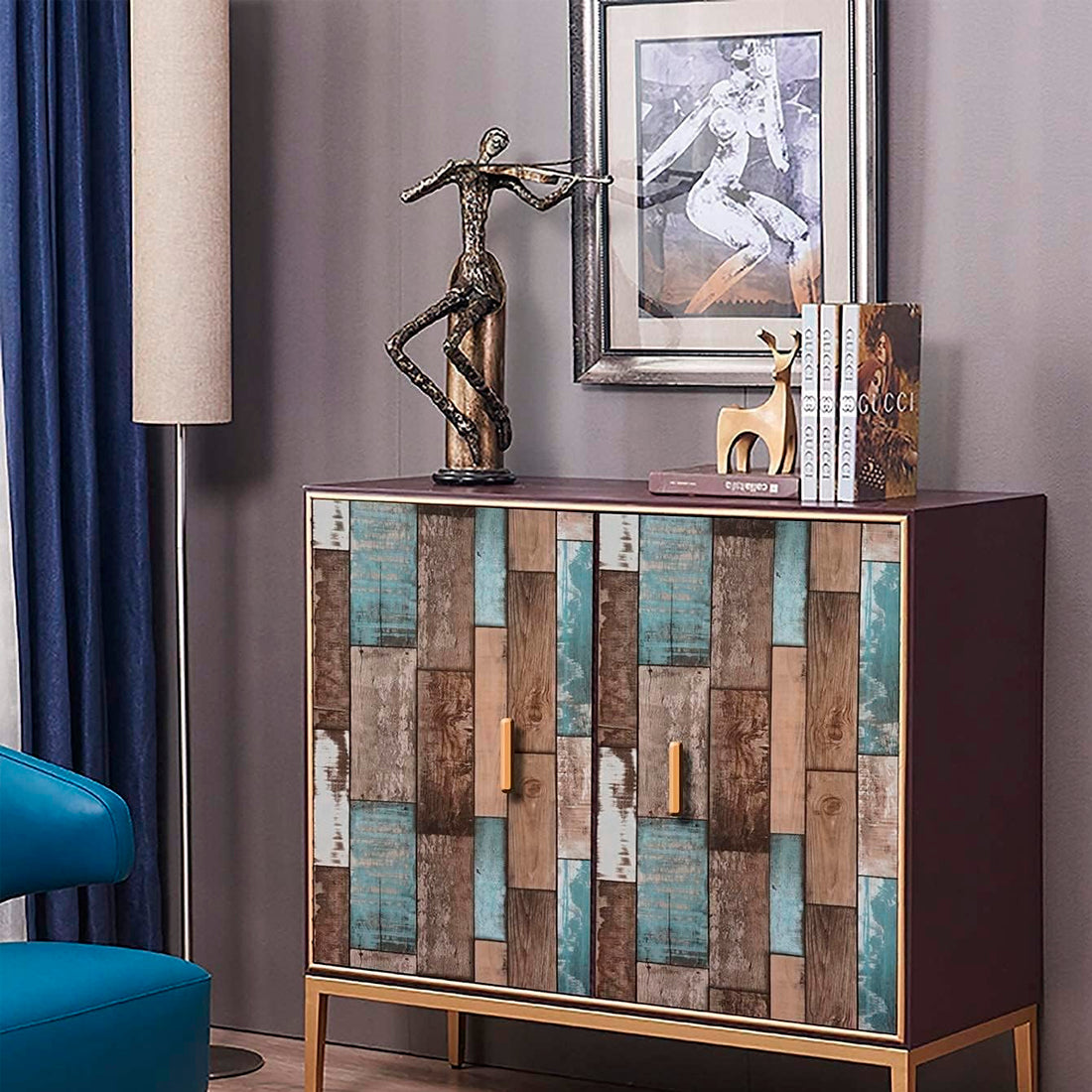 Papel Vinilo Adhesivo De 45 cm x 10 mts Madera Rustica