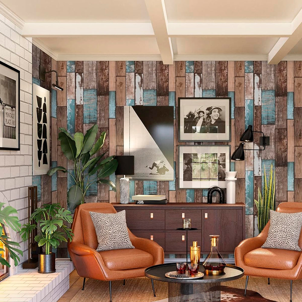 Papel Vinilo Adhesivo De 45 cm x 10 mts Madera Rustica