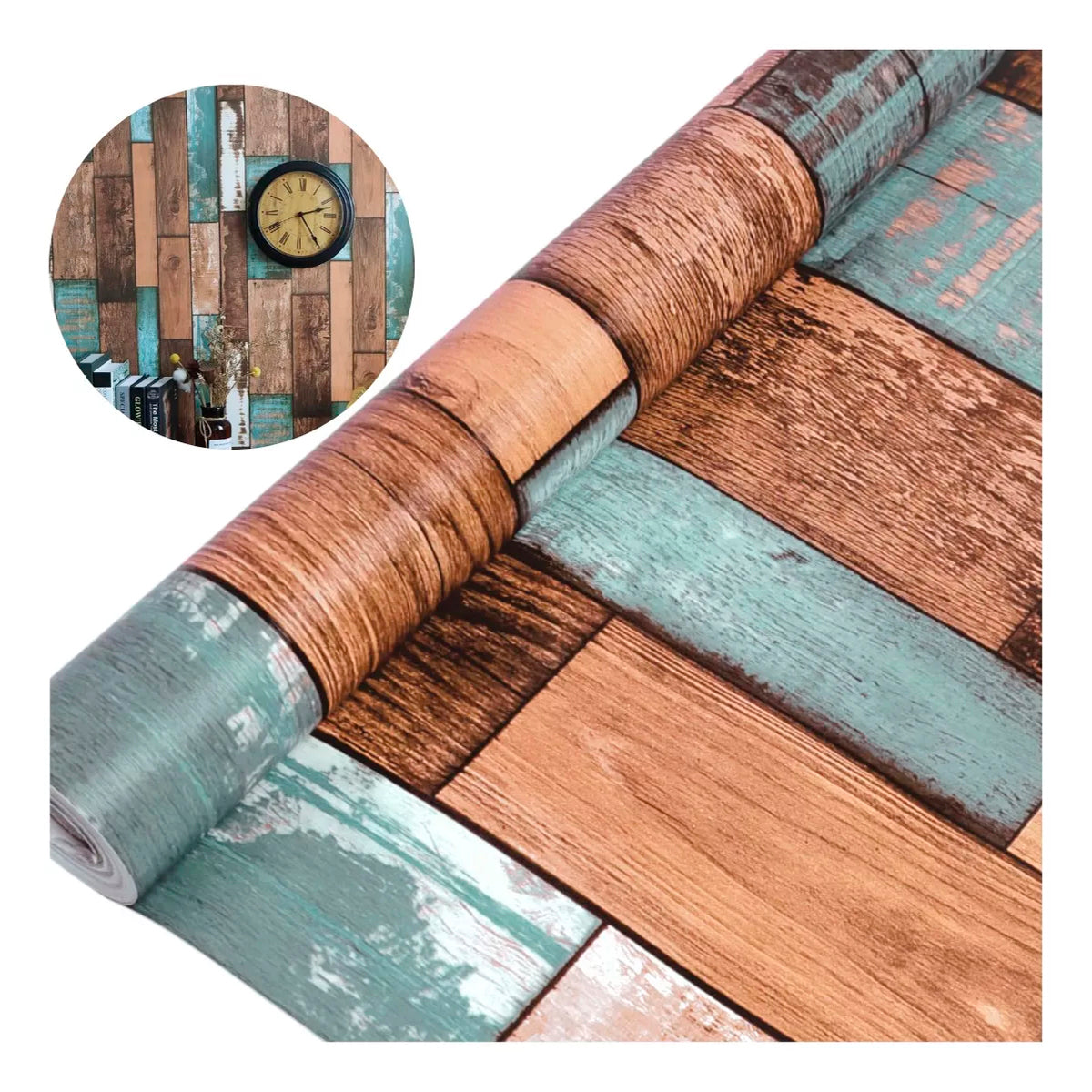 Papel Vinilo Adhesivo De 45 cm x 10 mts Madera Rustica