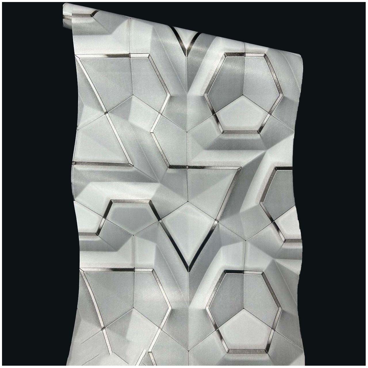 Papel Vinilo Adhesivo De 45 cm x 10 mts Geométrico Gris Efecto 3D