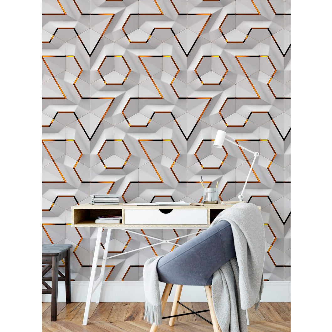 Papel Vinilo Adhesivo De 45 cm x 10 mts Geométrico Efecto 3D