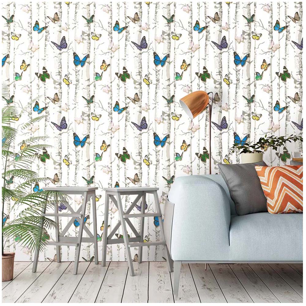 Papel Vinilo Adhesivo De 45 cm x 10 mts Blanco Mariposas
