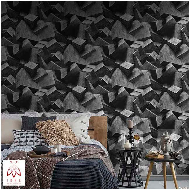 Papel Vinilo Adhesivo De 45 cm x 10 mts Negro Efecto 3D