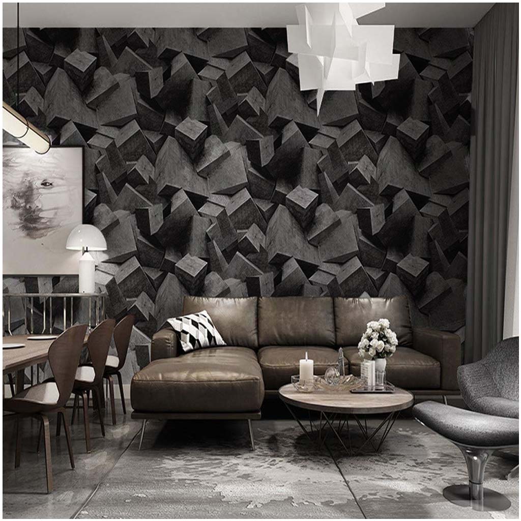 Papel Vinilo Adhesivo De 45 cm x 10 mts Negro Efecto 3D