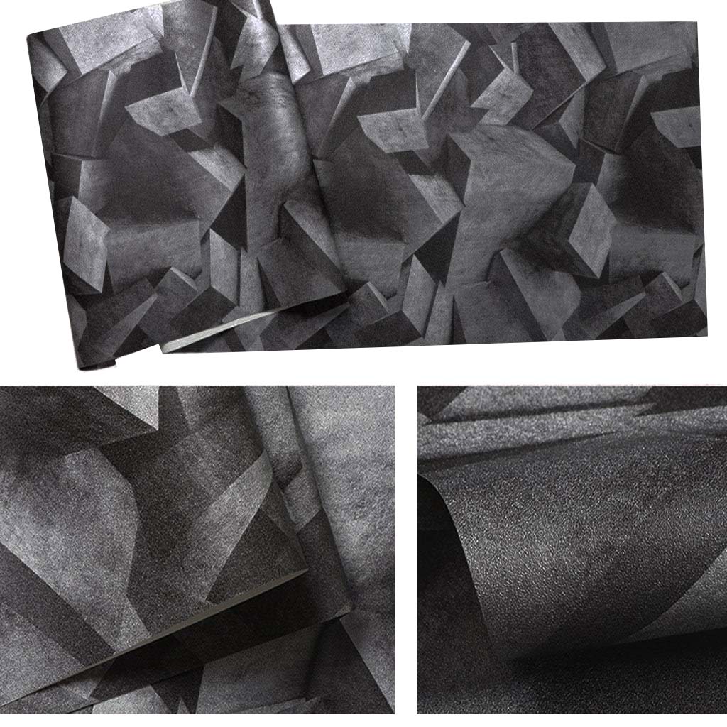 Papel Vinilo Adhesivo De 45 cm x 10 mts Negro Efecto 3D