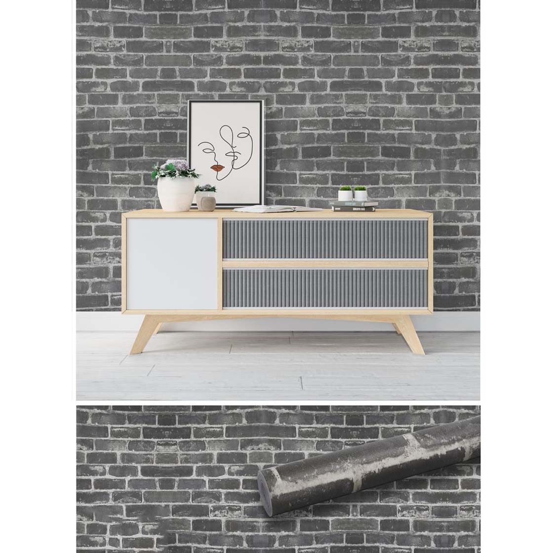 Papel Vinilo Adhesivo De 45 cm x 10 mts Ladrillo Gris