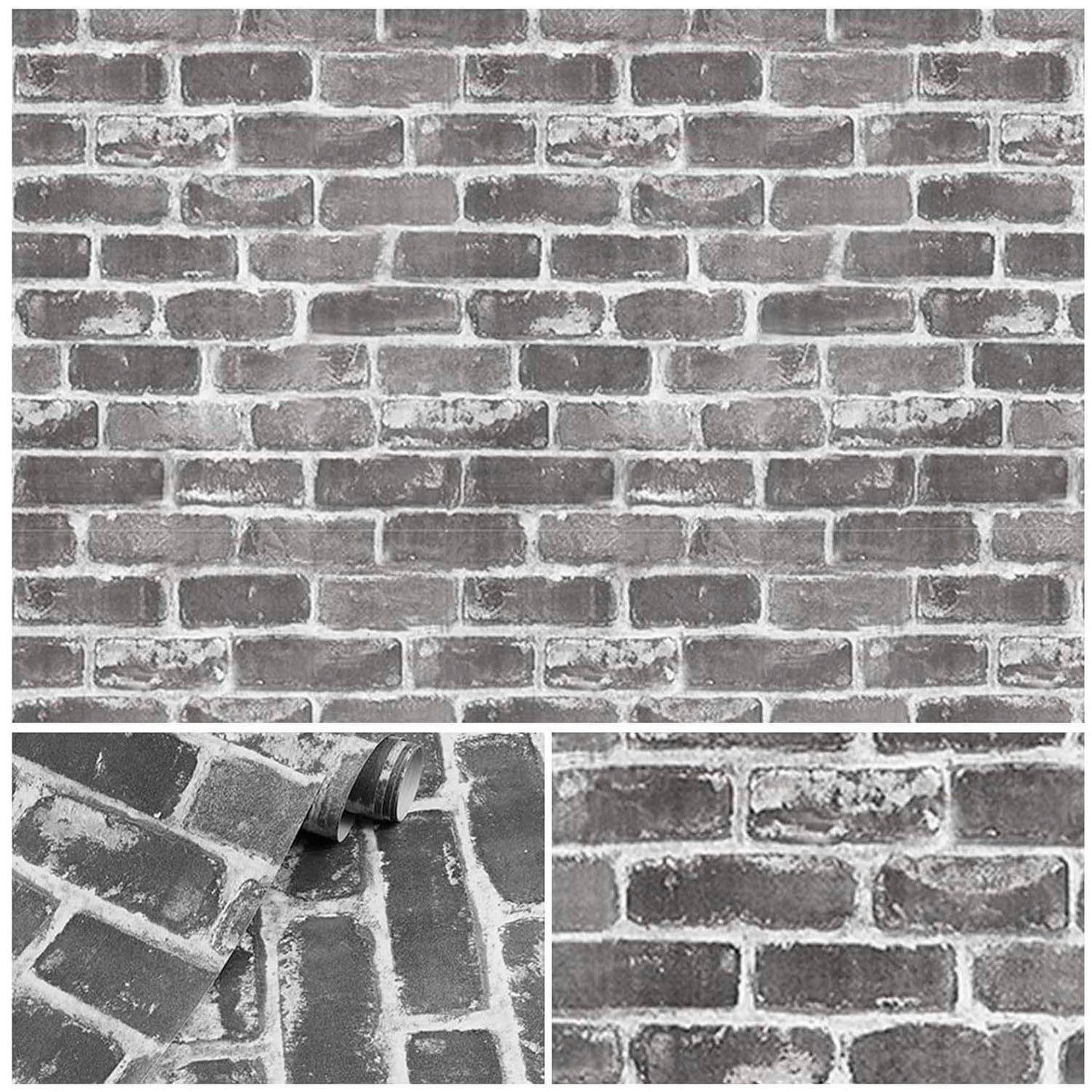 Papel Vinilo Adhesivo De 45 cm x 10 mts Ladrillo Gris