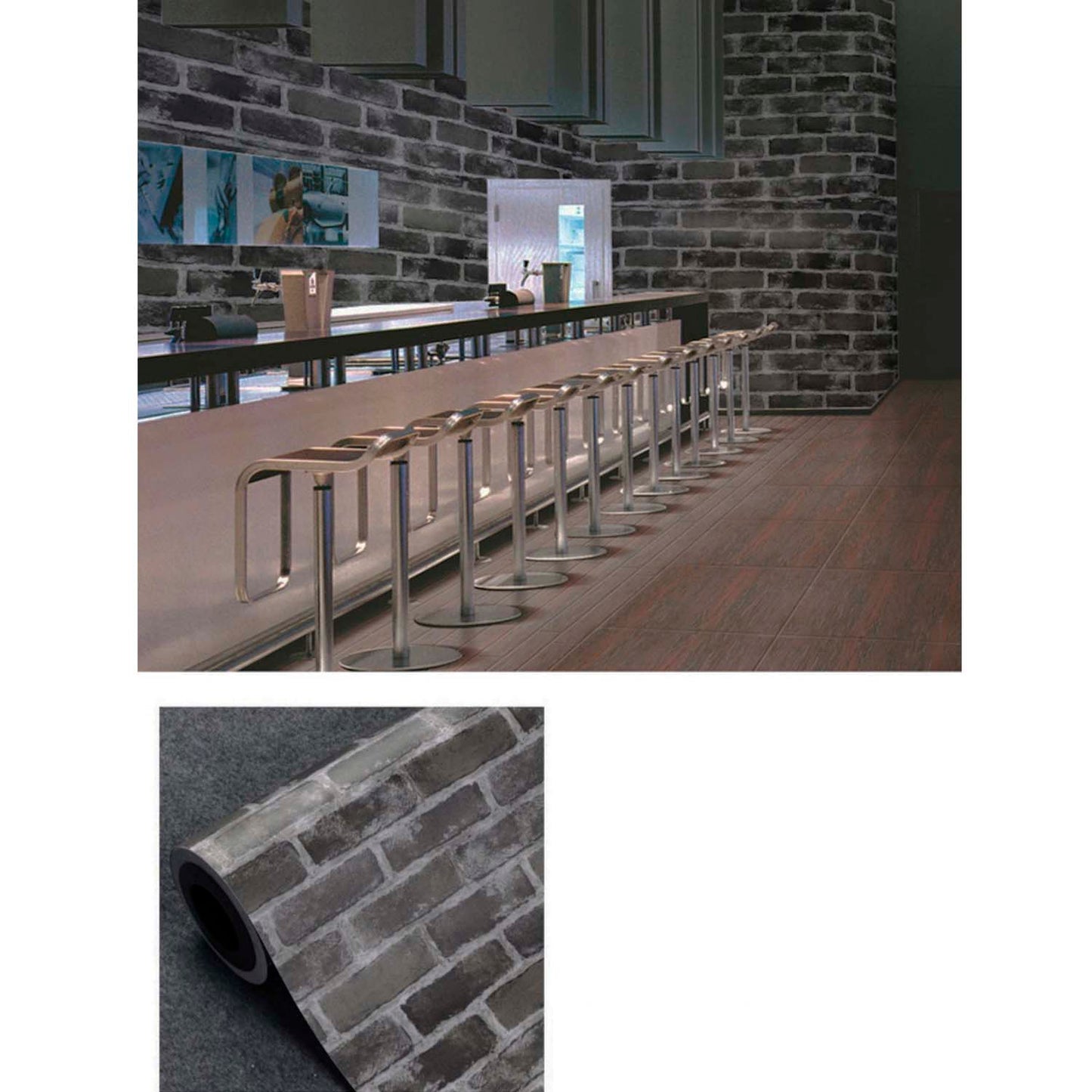 Papel Vinilo Adhesivo De 45 cm x 10 mts Ladrillo Gris