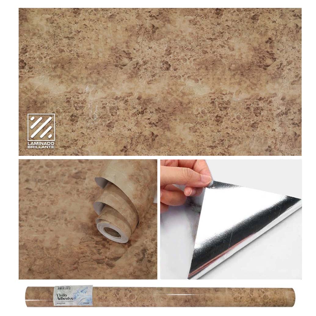 Papel Vinilo Adhesivo De 60 cm x 10 mts Marmol Brillante